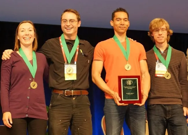 UC Davis championship team: Jessica Gillung, Brendon Boudinot, Ralph Washington Jr. (captain) and Ziad Khouri. (Photo by Matthew Chism)