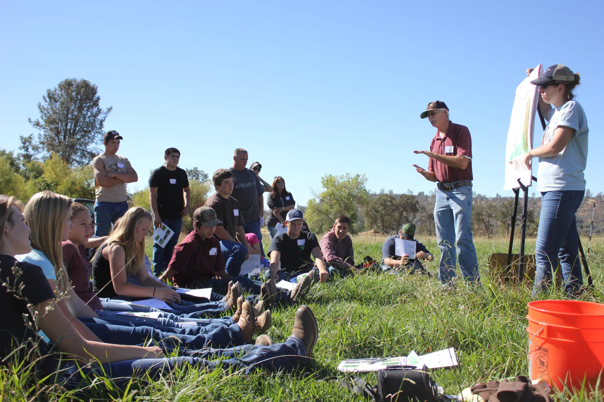 Students learning from UCCE Advsior Roger Ingram about irrigated pasture