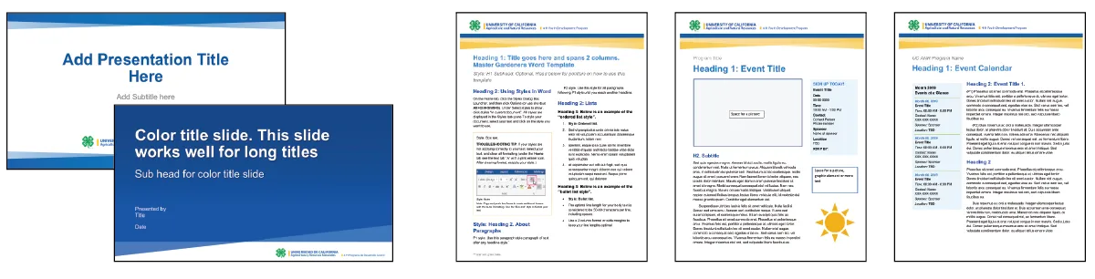 Examples of UC ANR 4-H presentation and flyer templates