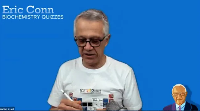 UC Davis Distinguished Professor Walter Leal organizing the Eric Conn Biochemistry Games. (Screen shot)