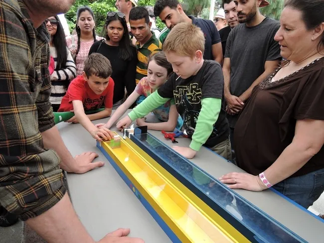 Let the races begin! A scene from the 2019 UC Davis Picnic Day cockroach races. (Photo by Kathy Keatley Garvey)