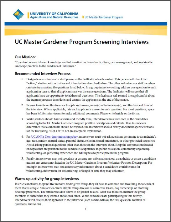 Document on Screening Interview