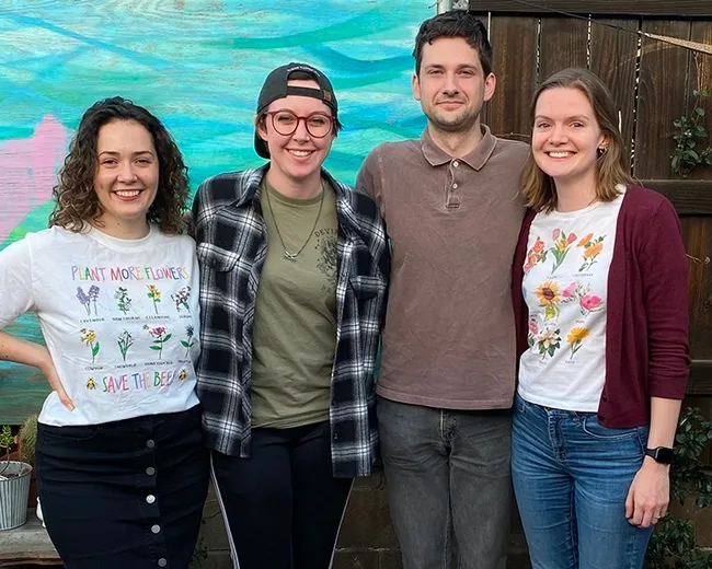 The UC Davis Entomology Games Team is comprised of (from left) Erin "Taylor" Kelly, Madison "Madi" Hendrick, captain Zachary Griebenow, and Jill Oberski.
