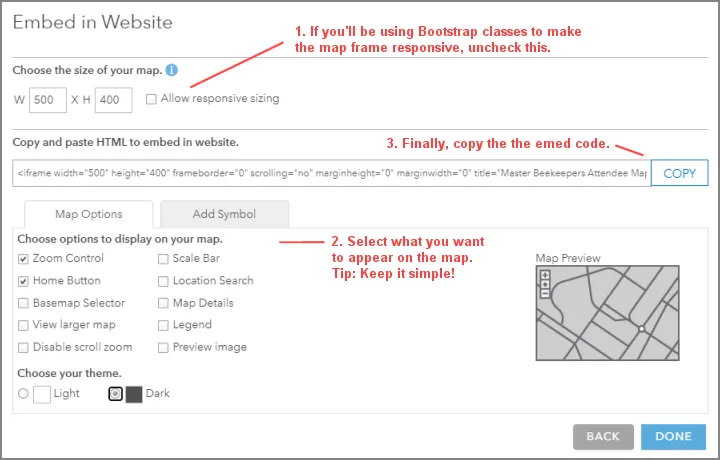 Embed Options