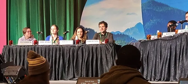 The UC Davis Entomology Games Team of doctoral candidates: Madison Hendrick, Jill Oberski, Erin "Taylor" Kelly and Zach Griebenow. (Photo by Geoffrey Attardo, UC Davis faculty)