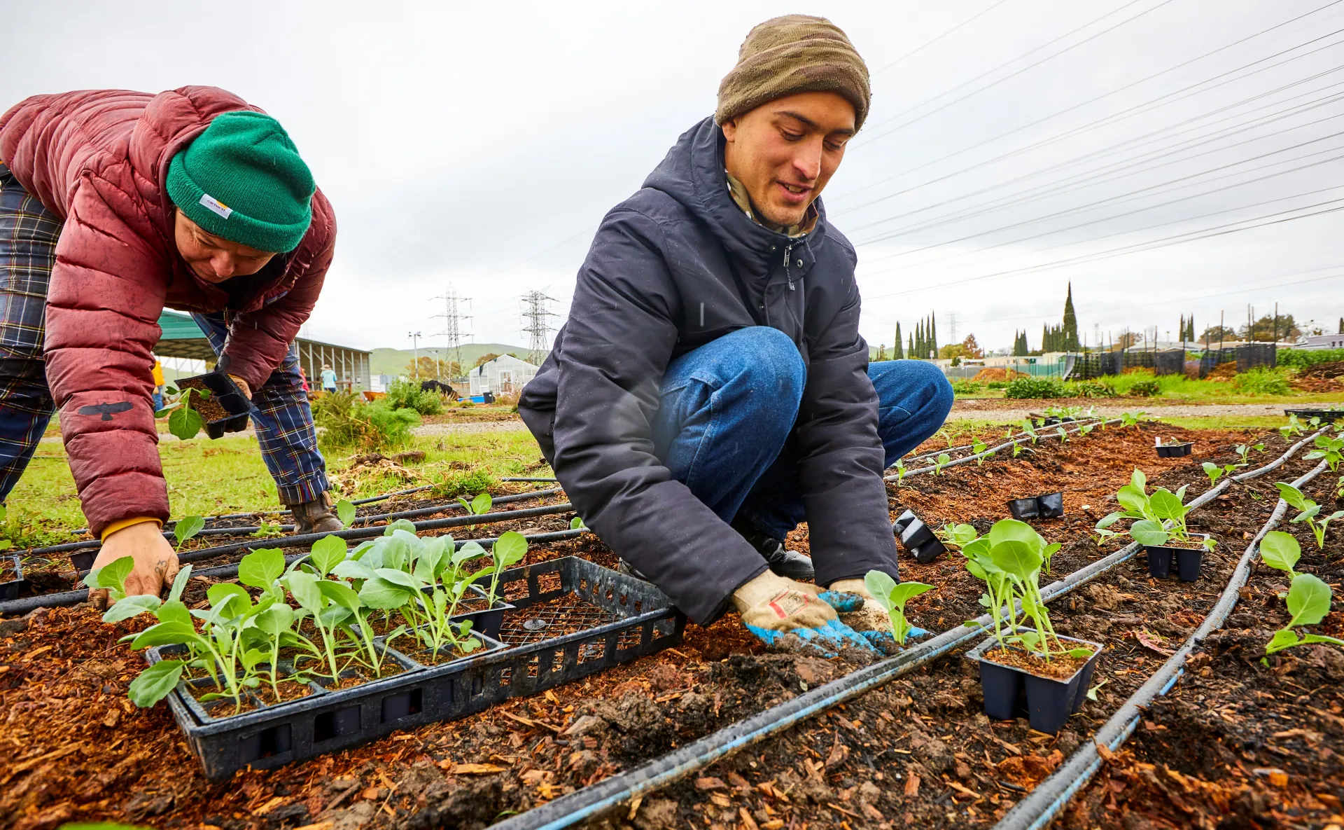 Farm Manager Mary Cherry with FHF Apprentice planting veggies- Courtesy JMLT