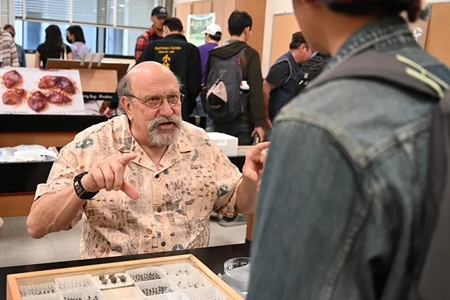 Forensic entomologist Robert "Bob" Kimsey will staff the "Dr. Death" booth in 122 Briggs Hall. (Photo by Kathy Keatley Garvey)