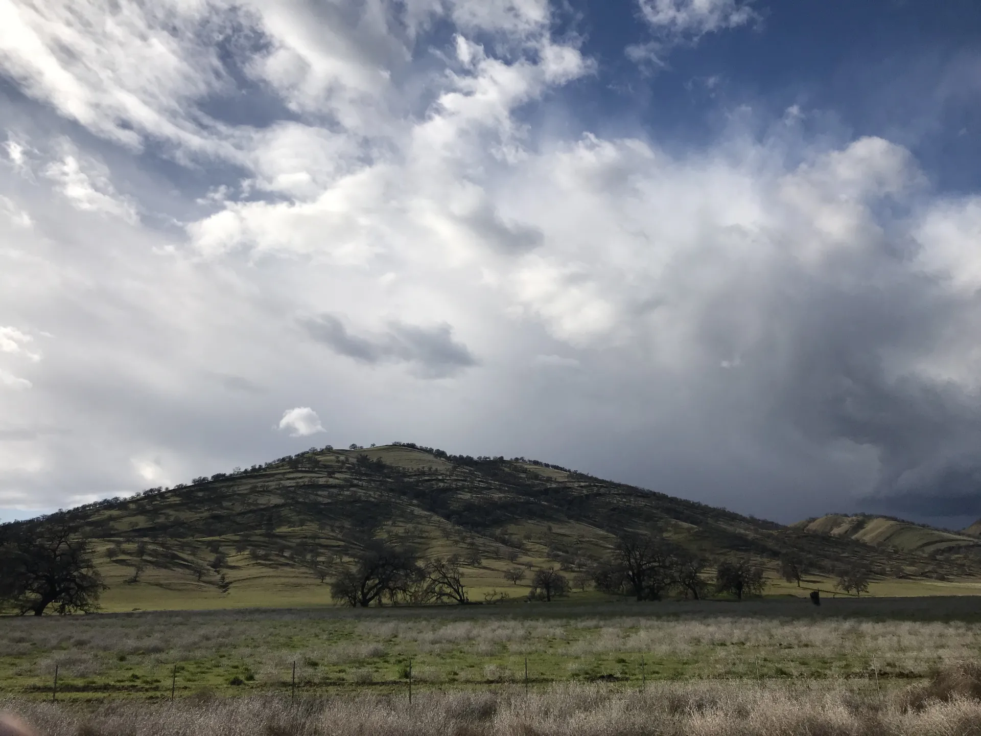Storm building over the foothills at SFREC. The Center averages about 30 inches of rain a year mainly falling from November through the end of May
