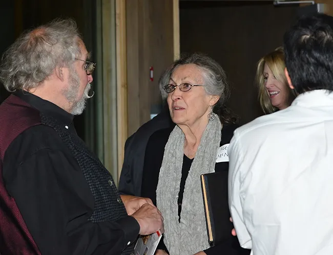 Journalist M.E.A. McNeil interviewing "Bug Chef" David George Gordon at a UC Davis event on Nov. 1, 2014. (Photo by Kathy Keatley Garvey)