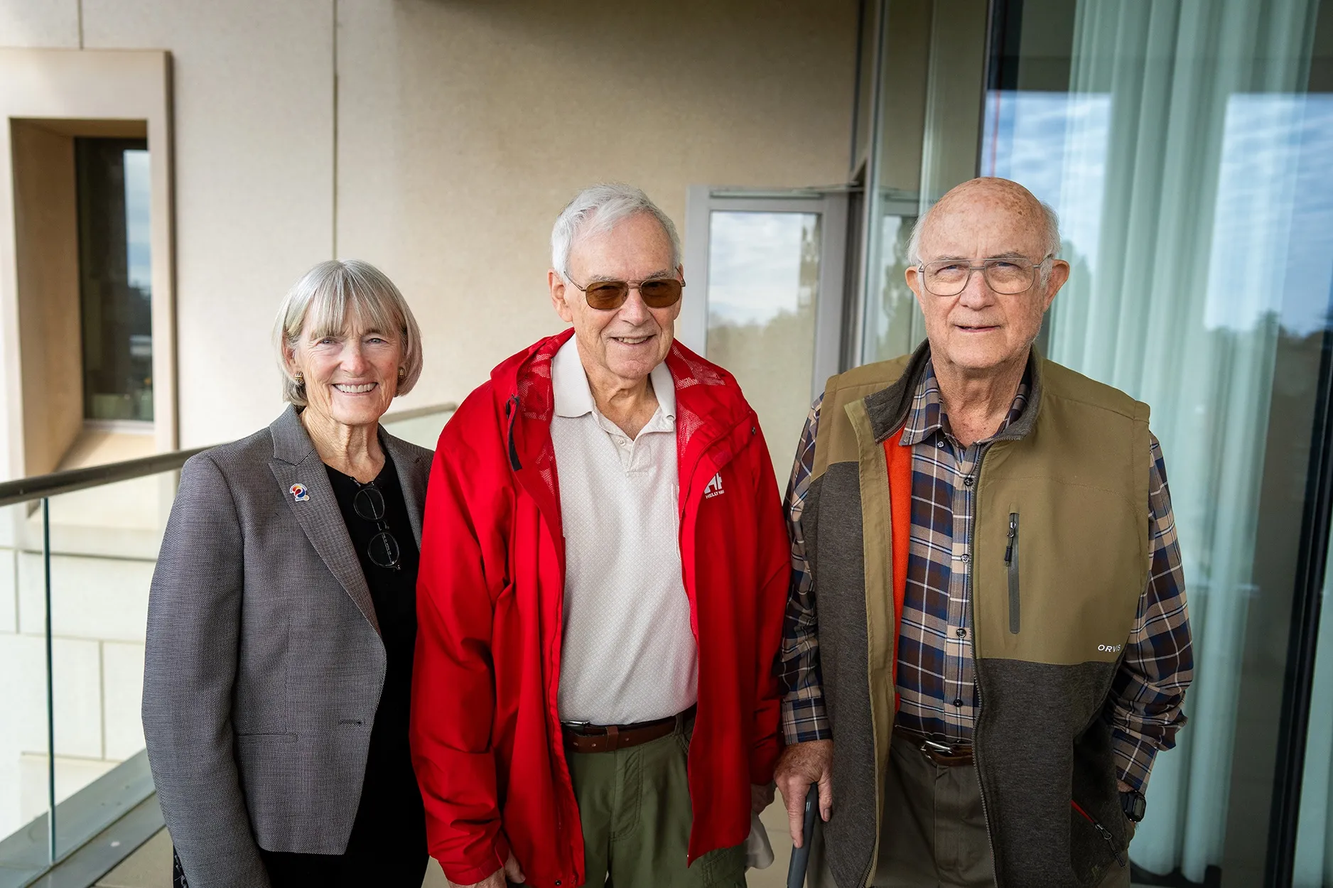 Professor of Cooperative Extension Louise Ferguson, Professor Emeritus Dan E. Parfitt and Rod Stiefvater on a recent visit to the UC Davis campus