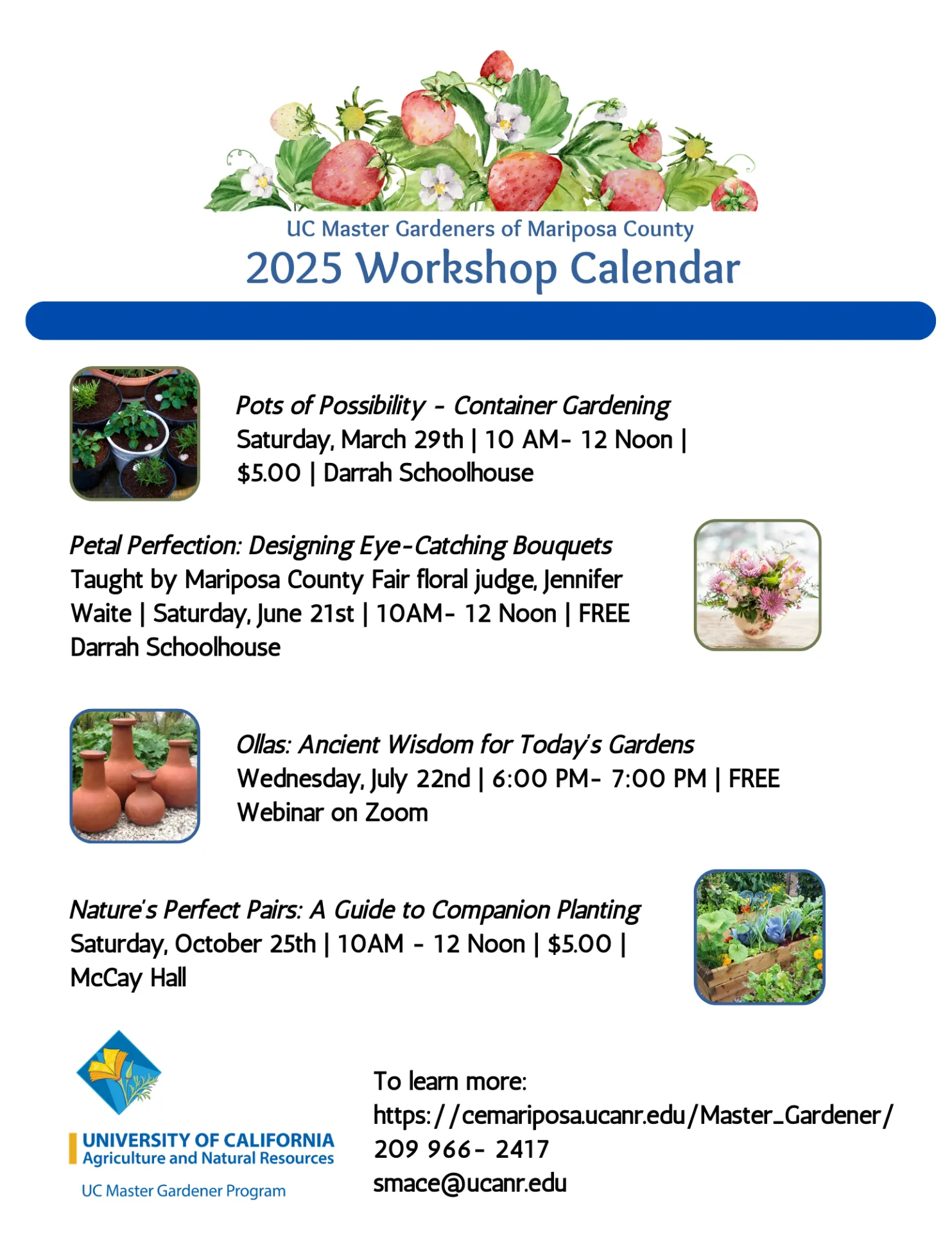 Upcoming Master Gardener Workshops for 2025