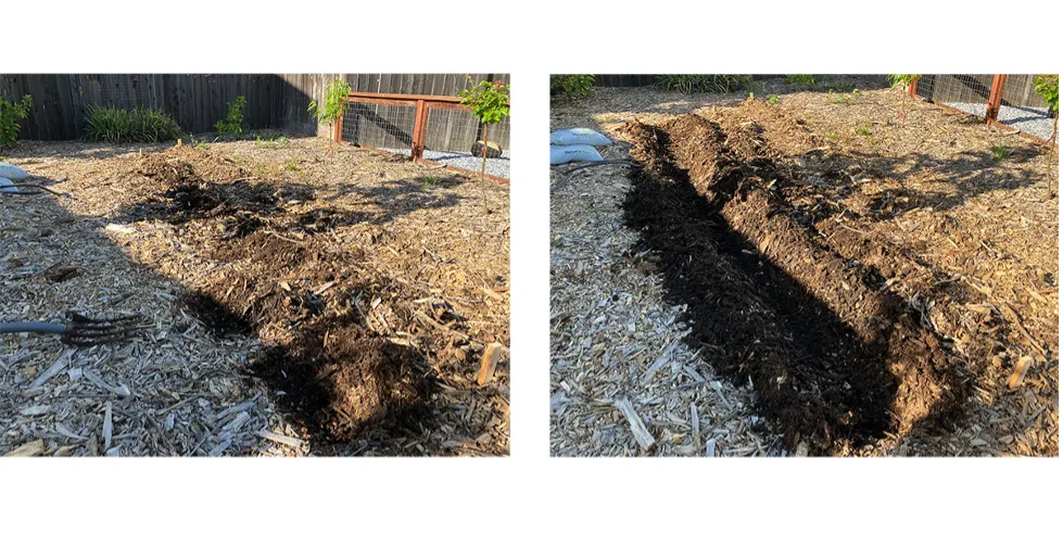clearing space on the ground for a new gardening bed