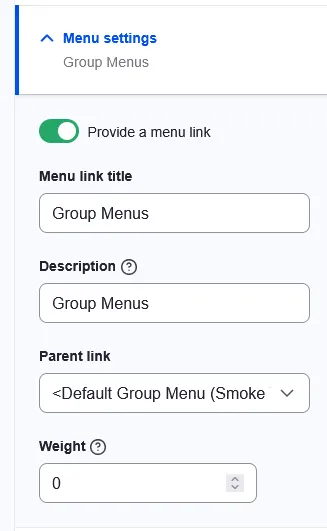 Group Menus Attributes
