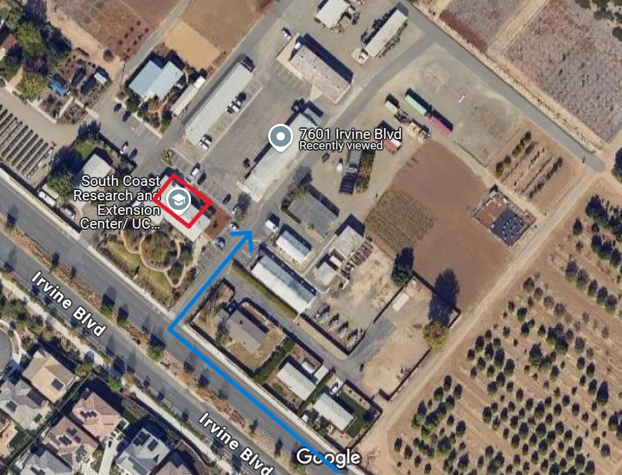 map showing the driveway and main office at SCREC