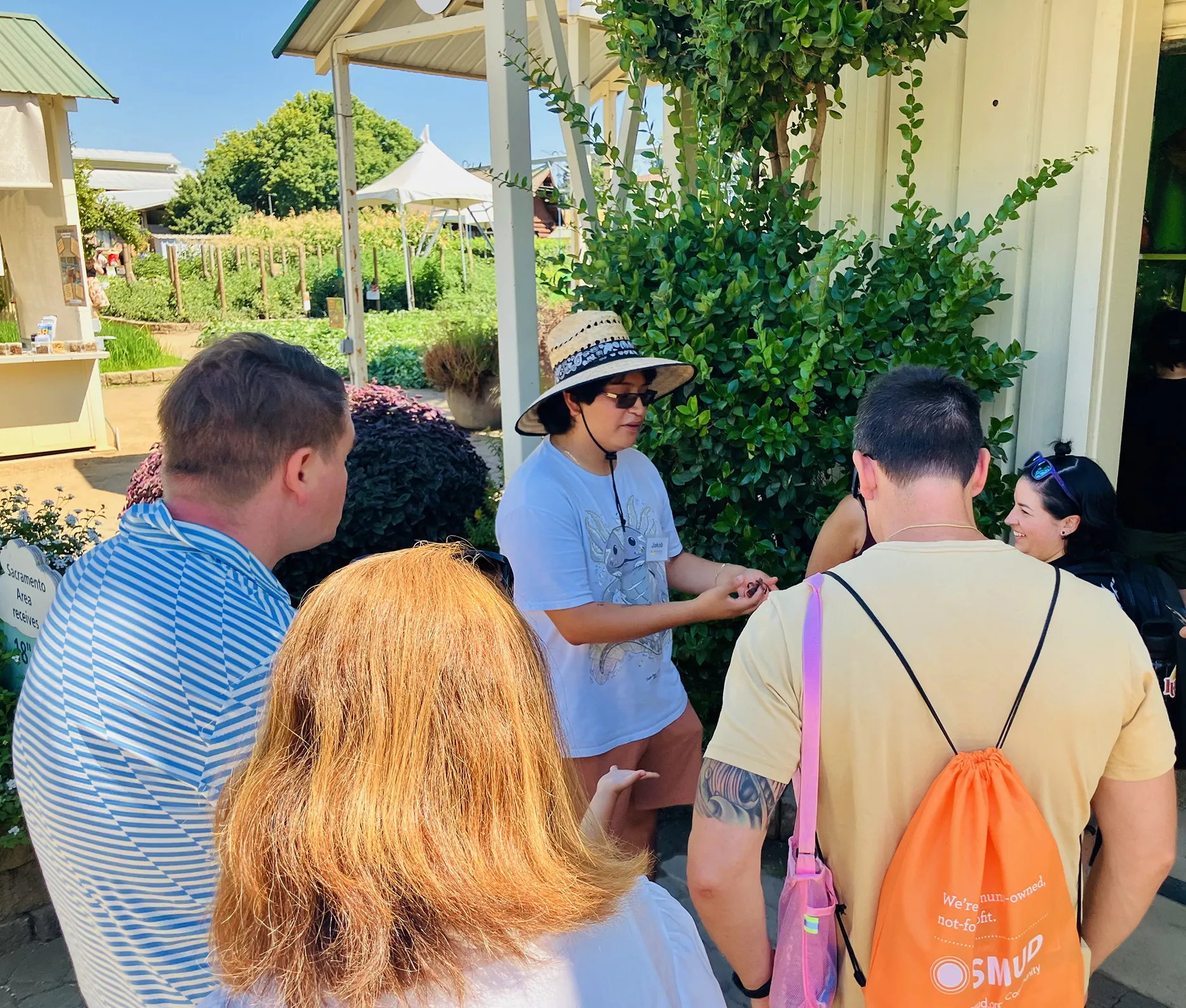 UC Davis alumnus Jakob Lopez introducing insects to attendees at the California State Fair. (Photo by Michelle Johnson)