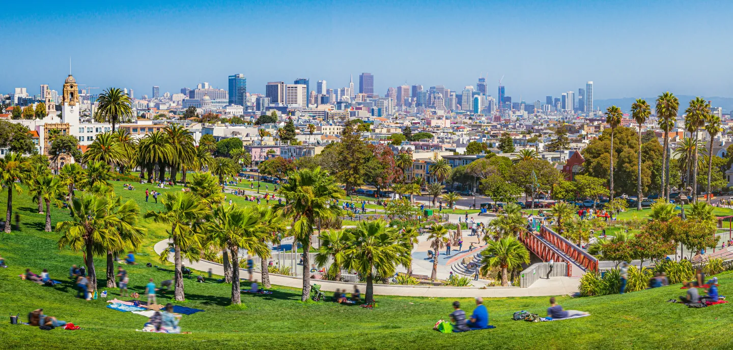 Urban neighborhood and park. 