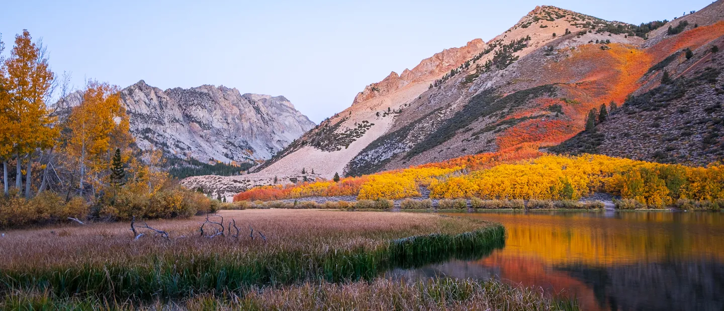 North Lake surrounded by aspens in fall color.