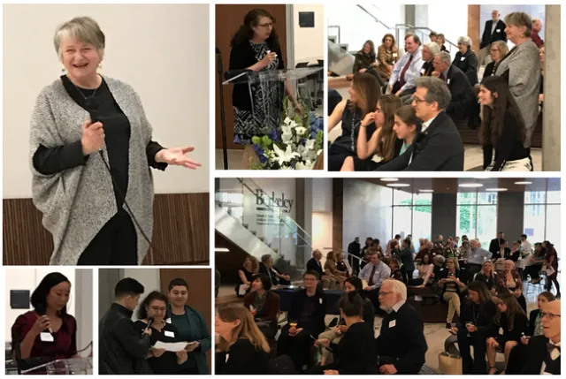 A collage of photos from Pat Crawford's retirement celebration