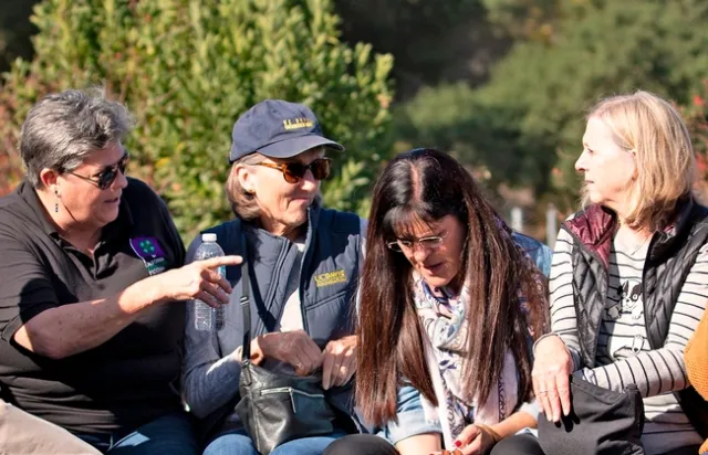 (l-r) VP Humiston, Regent Stegura, VP Chief of Staff Kathy Eftekhari and Anne Shaw, secretary and chief of staff to the UC regents at Stuhlmuller Vineyards