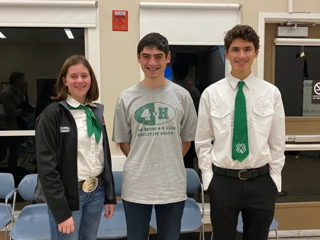 San Bruno/South San Francisco 4-H Club officers: Vice President Alex, Treasurer Adam, and President Tristan