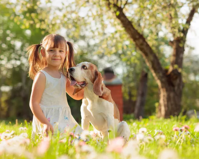 Kid and dog