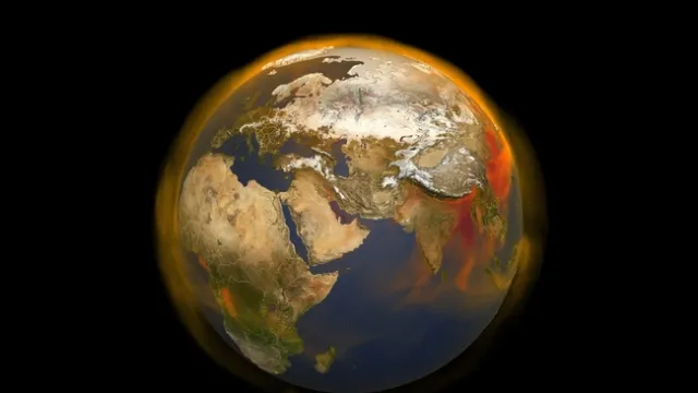 NASA created a three-dimensional portrait of methane concentrations around the world. Methane is the second largest contributor to greenhouse warming.