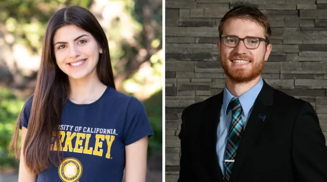 On left, Anna Rios headshot, on right is Conor McCabe.