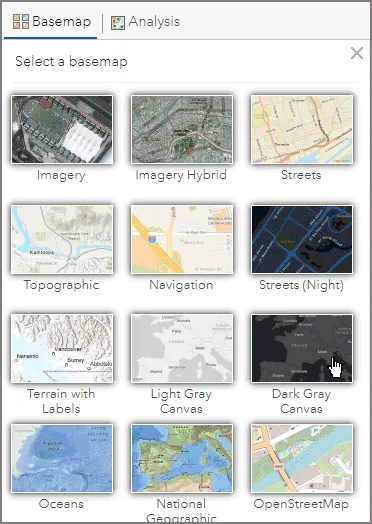 Select a basemap