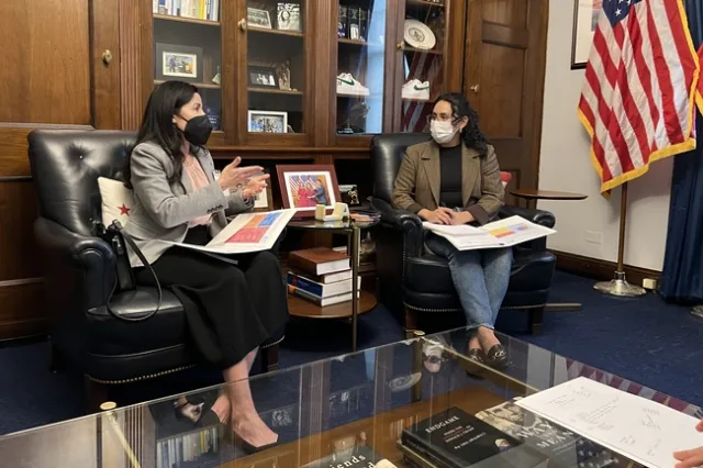 Suzanna Martinez (left) and Emily Mercado, a staffer in the office of U.S. Rep. Jimmy Gomez