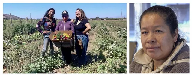 María Teresa Morales poco antes que las tormentas destruyeran su granja