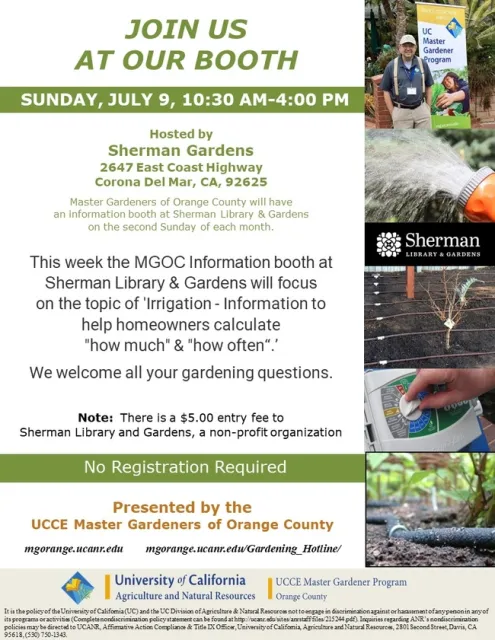 Our Booth At Sherman Library & Gardens Will Focus On The Topic Of Irrigation