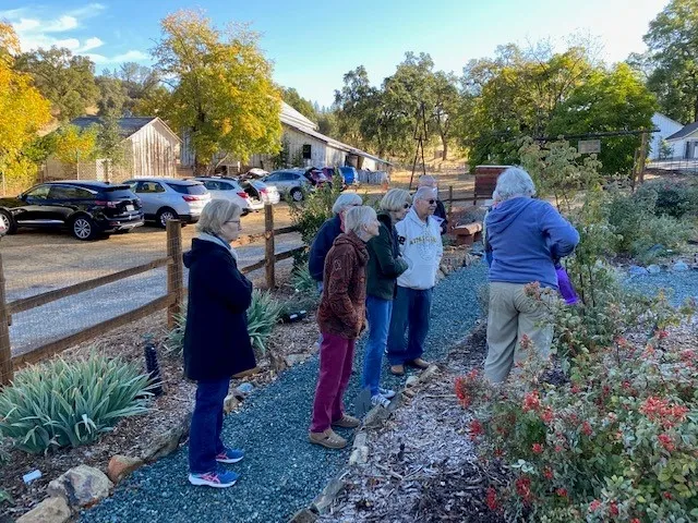 group touring the garden HRG