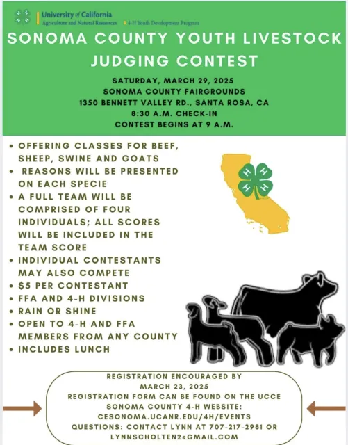 2025 Livestock Judging Contest Flier