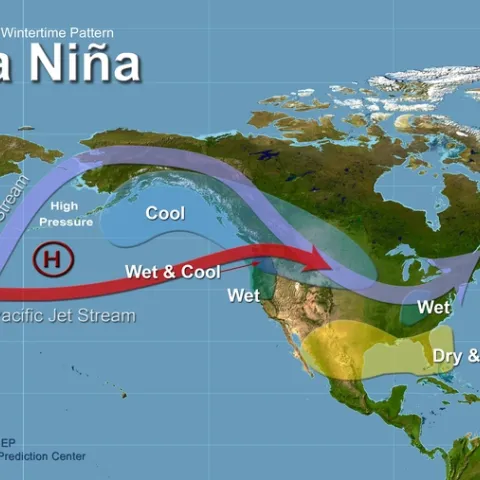 LaNina Wintertime Pattern. From https://www.pmel.noaa.gov/elnino/what-is-la-nina.