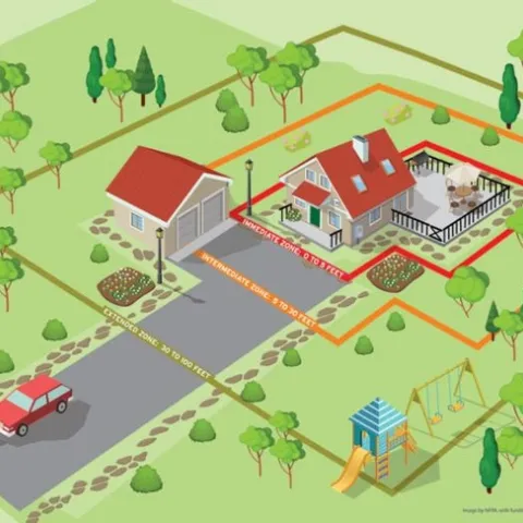 Maintaining defensible space around dwellings can reduce chances the home will be burned in a wildfire.