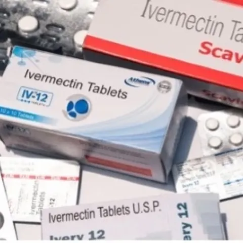 Boxes and packets of ivermectin tablets.