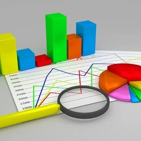 Graph, pie chart, bar chart
