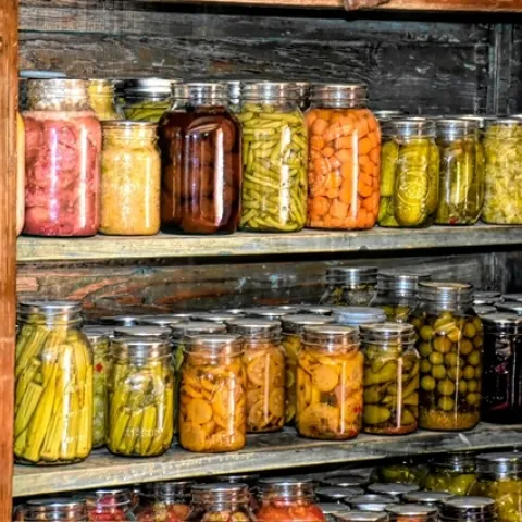 Cupboard of canned foods