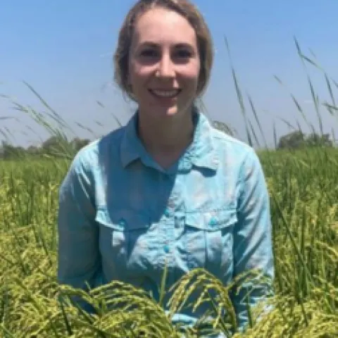 Sarah Marsh in a rice field