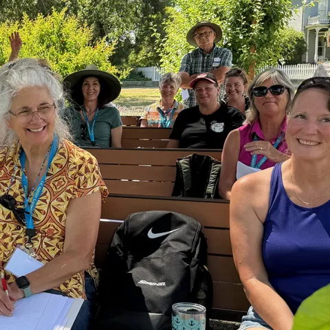 New master gardeners meet at the Demonstration Garden.