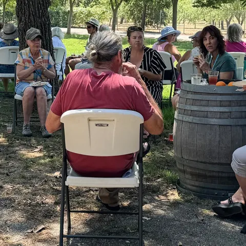 Master gardeners take a lunch break inbetween training sessions.