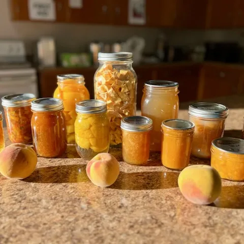 Preserved peach products for workshop attendees to sample. Briana Swanson