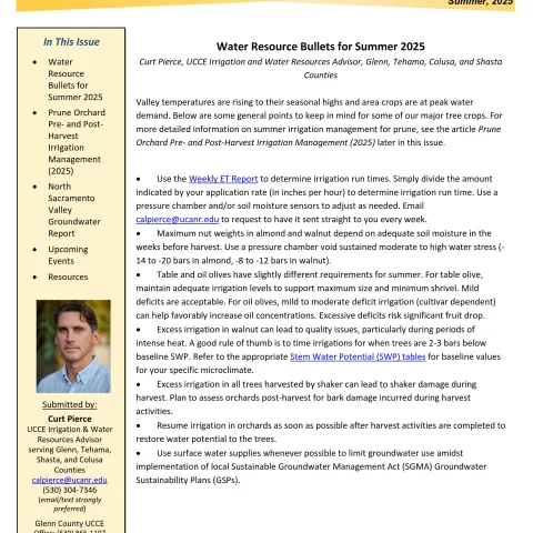 Glenn County UCCE Sacramento Valley Water Newsletter - Summer 2025