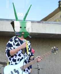Emcee was bass guitarist Brendon Boudinot, dressed as