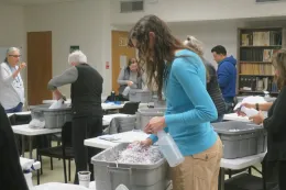 Making worm bins.