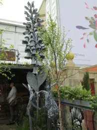 Metal foxglove sculpture