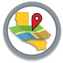 Icon of California with map and location pin