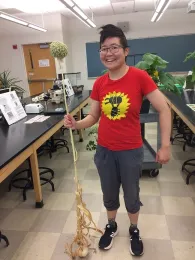 UC Davis entomology alumna Ivana Li, biology lab manager, is ready to greet guests at the UC Davis Biodiversity Museum Day. (Photo by Kathy Keatley Garvey)