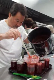 Steve filling jars