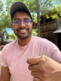 UC Davis alumnus Lohit Garikipati, with one of his friends